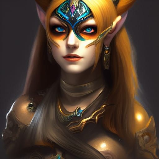 Midna Portrait in Hyperdetailed Digital Art Style