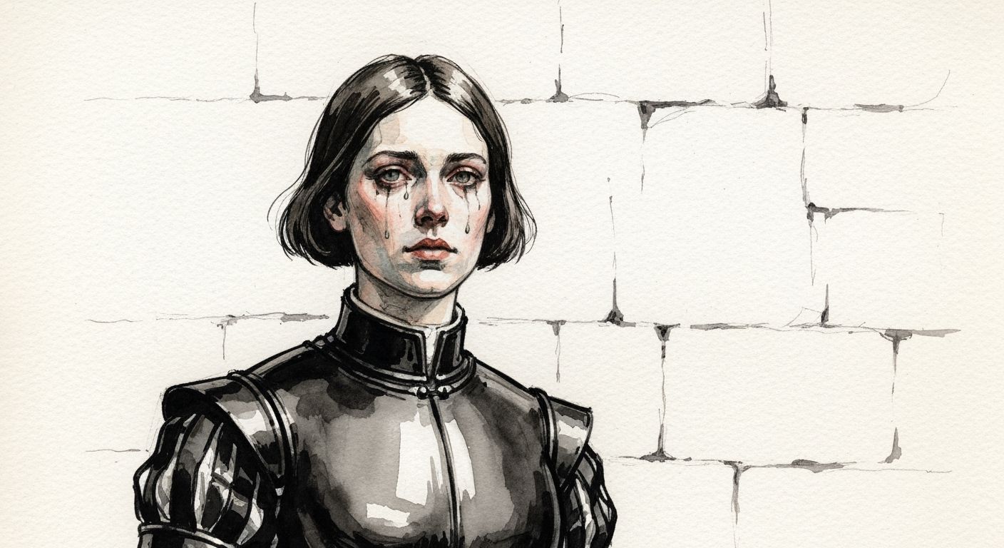 Joan of Arc in Renaissance Jacket, Ink Wash Style