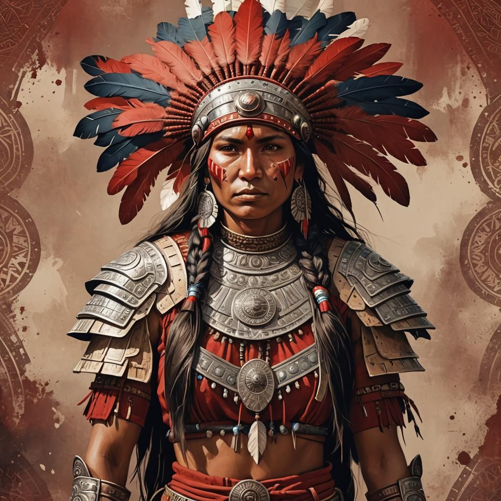Native American Warrior Maiden in Traditional Regalia