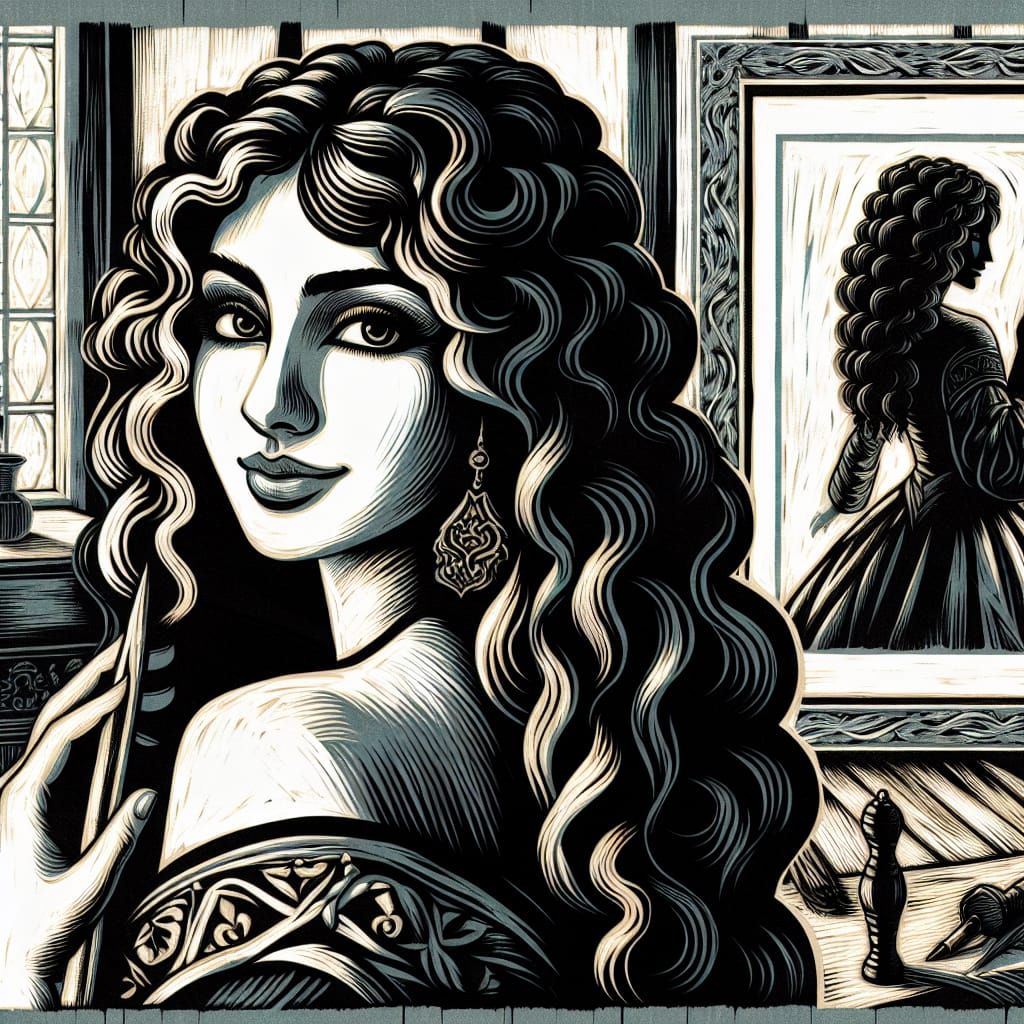 Linocut Print: Portrait of a Middle-Eastern Woman