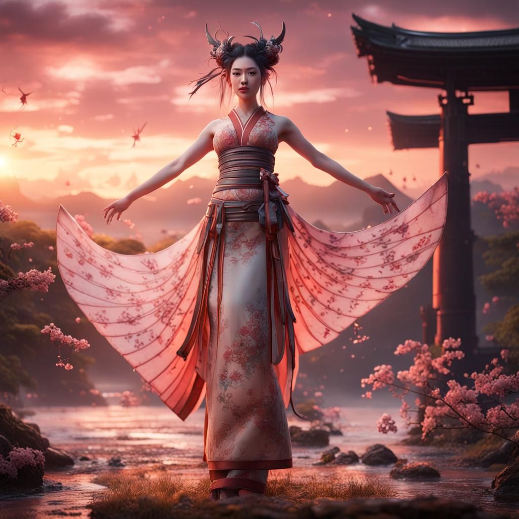 Detailed Japanese Goddess in Digital Matte Painting