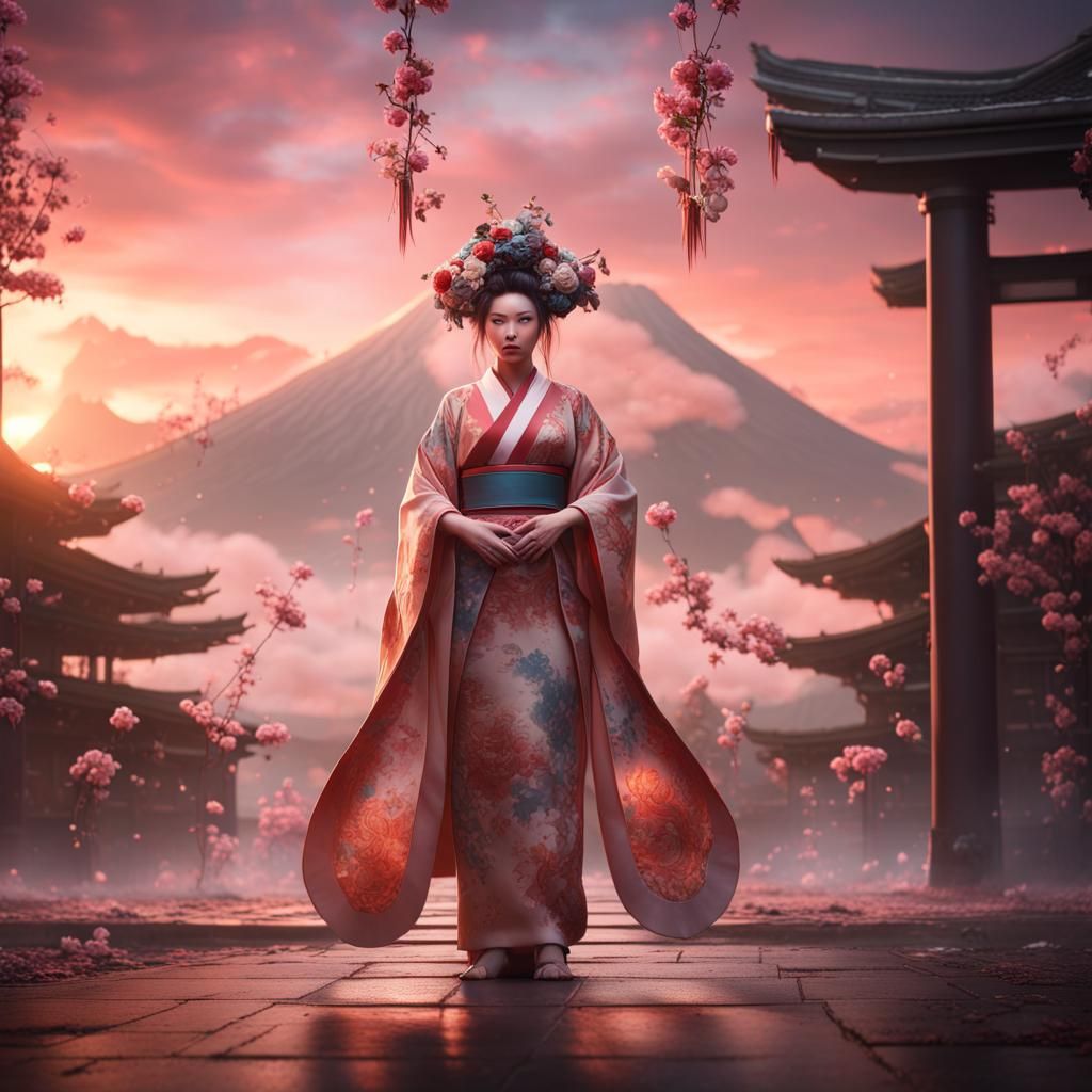 Detailed Japanese Goddess in Digital Matte Painting