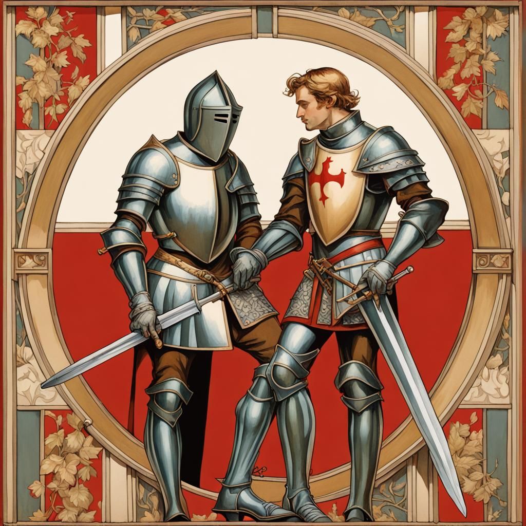 Medieval Knights in Love, Leyendecker Style
