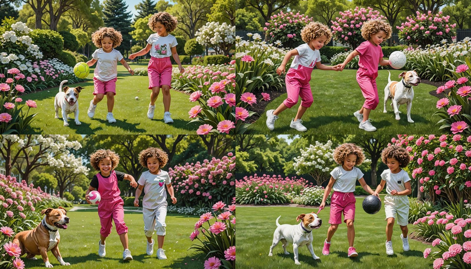 Paper Cut: Girl and Dog in Flower Park, Anime Style