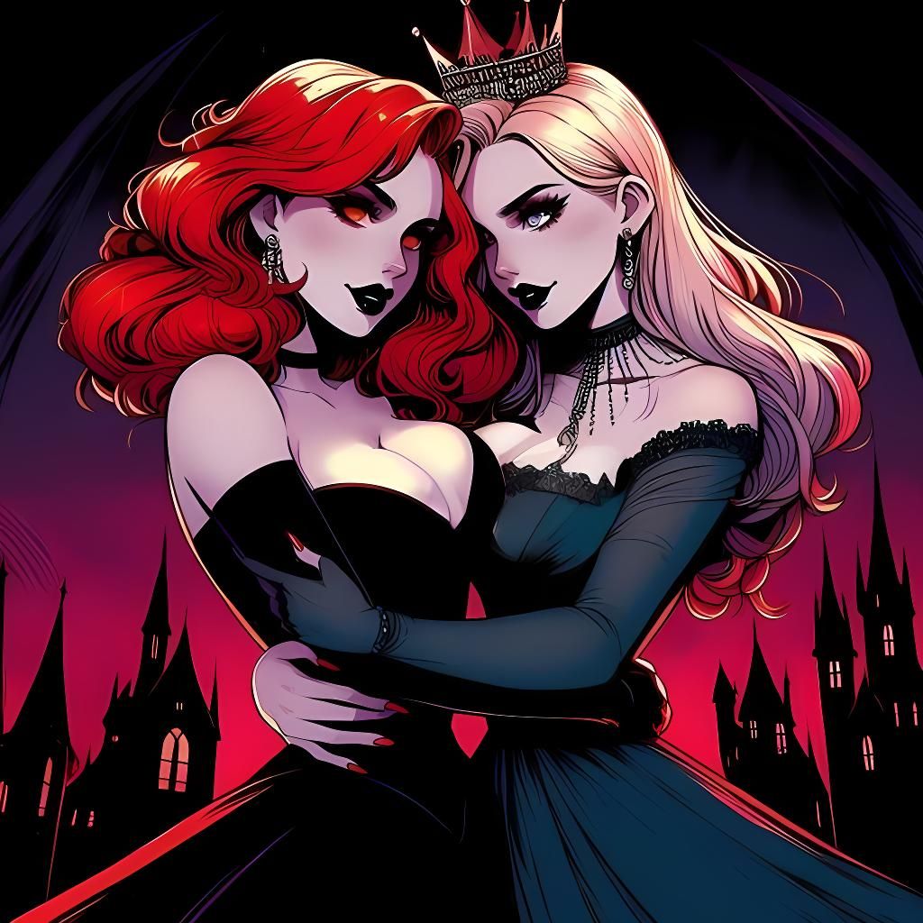 80s Manga: Redhead and Blonde Goth Vampires