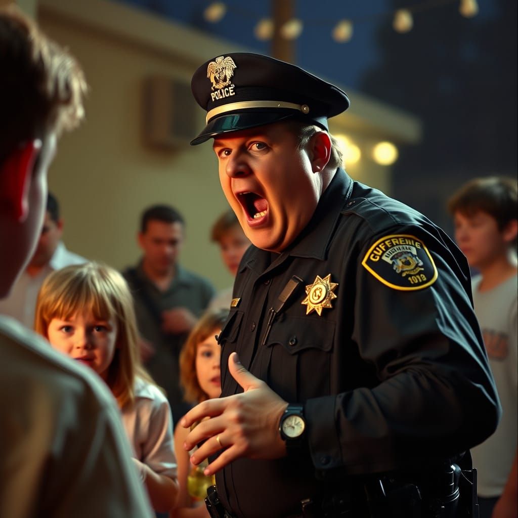 Chris Farley as 90s Cop Busting Party