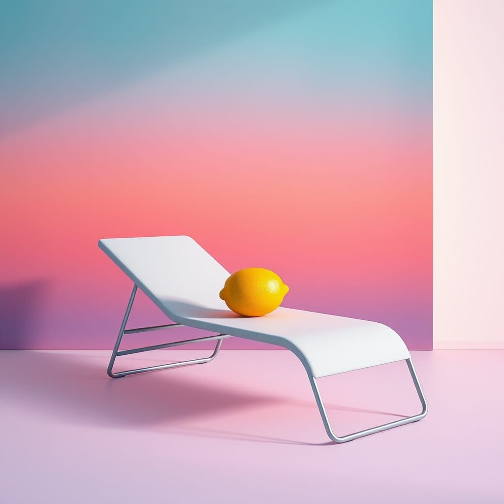 Lemon on Lounge in Rothko-Inspired Abstract Expressionism