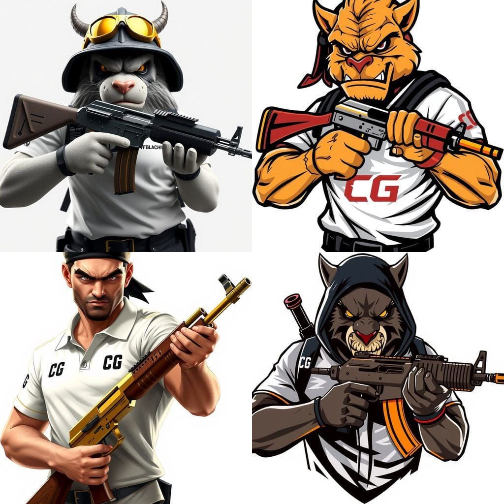 Epic eSports Logo with Cookie-Faced Warrior Holding AK-47