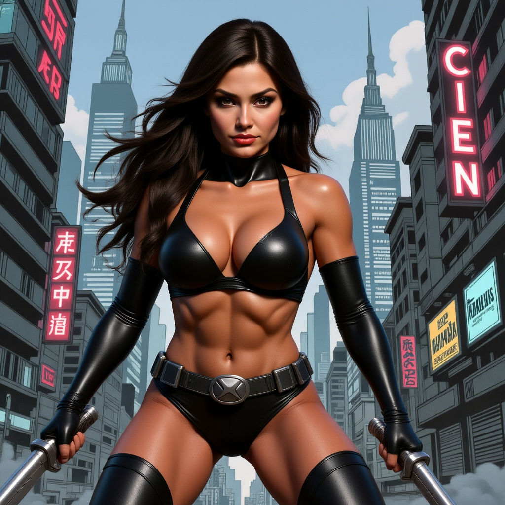Superhero Woman Fights Crime in 2088 Comic Art