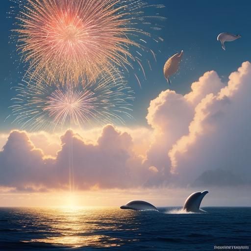 Ocean Balloons with Fireworks and Marine Life