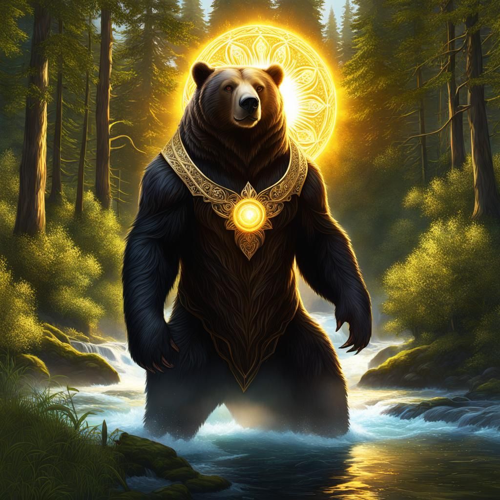 Warlock Taming Giant Sun Bear with Magic