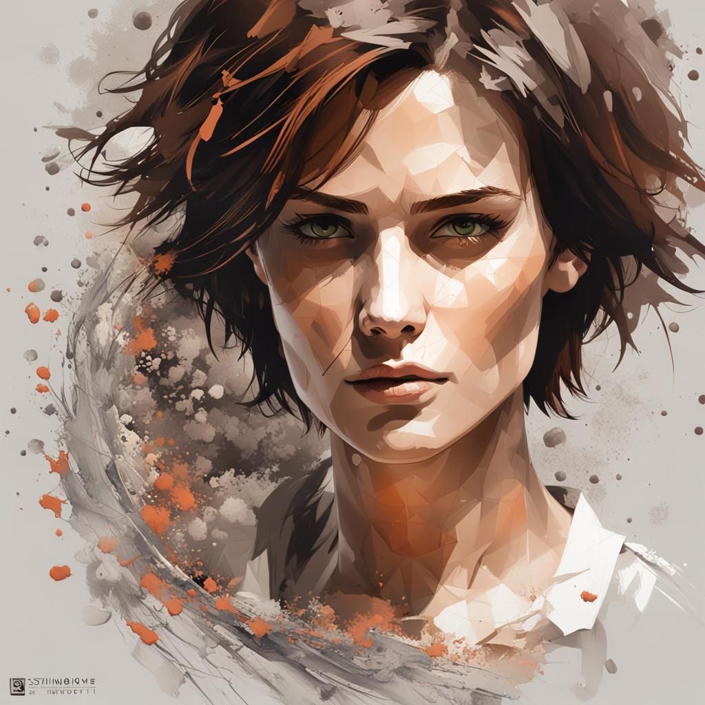 Brunette Woman Creating Ceramic Art: Studio Photo