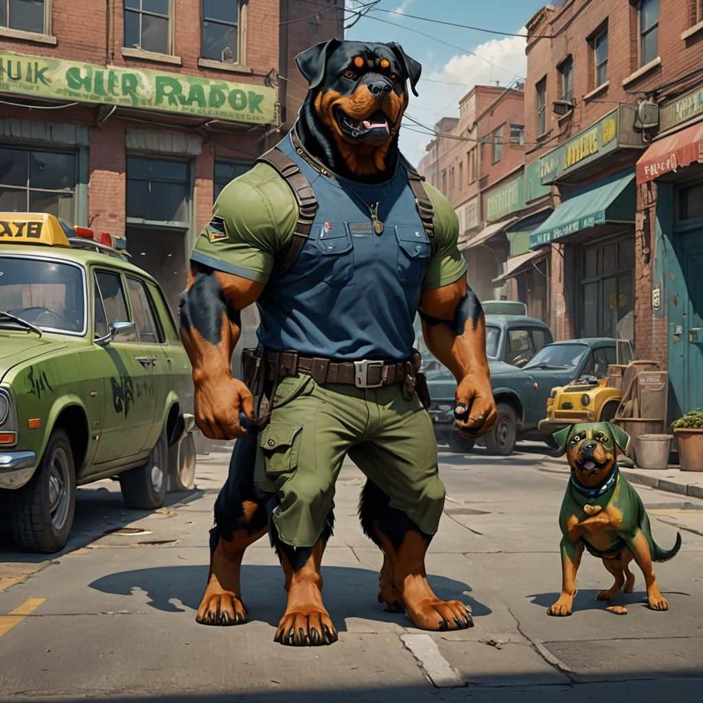 Anthropomorphic Rottweiler Mascot for Pet Transportation Com...