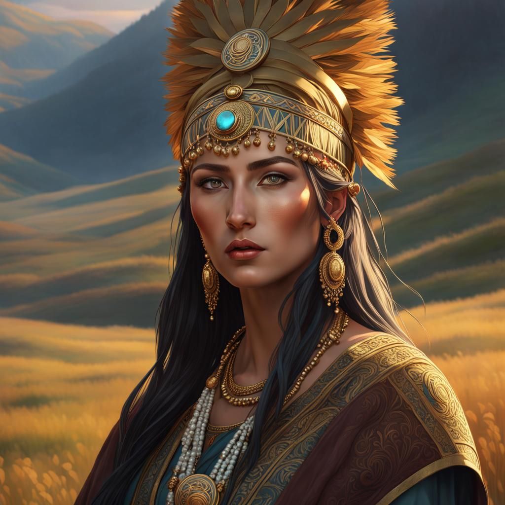Scythian Woman Portrait in Digital Art Style