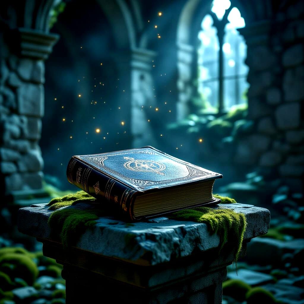 Ancient Tome Glows in Forgotten Ruin
