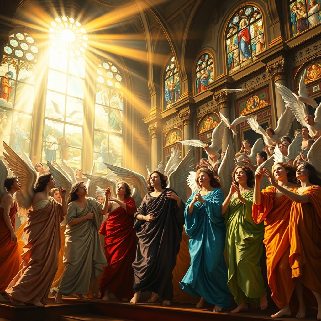 Heavenly Angels Gather to Celebrate New Souls in Golden Rena...