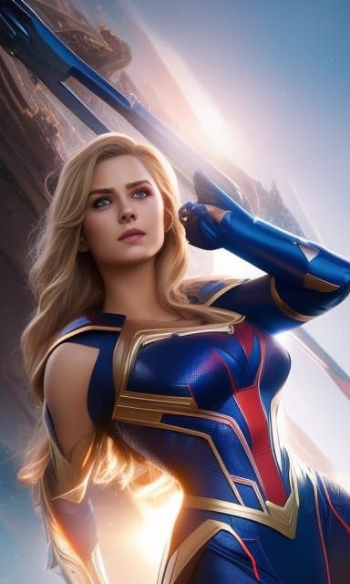 Hyperrealistic Supergirl Portrait in Digital Painting Style