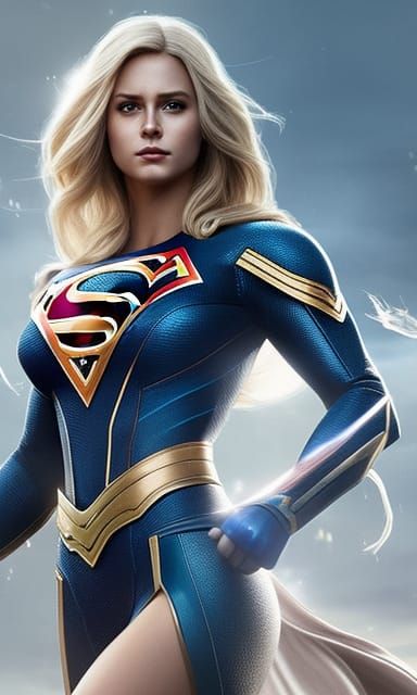 Hyperrealistic Supergirl Portrait in Digital Painting Style