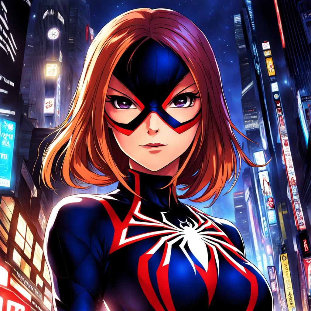 Anime Spider Girl in Manga Style