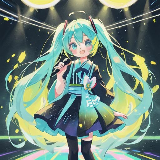 Hatsune Miku Anime Illustration in Pastel Art Style