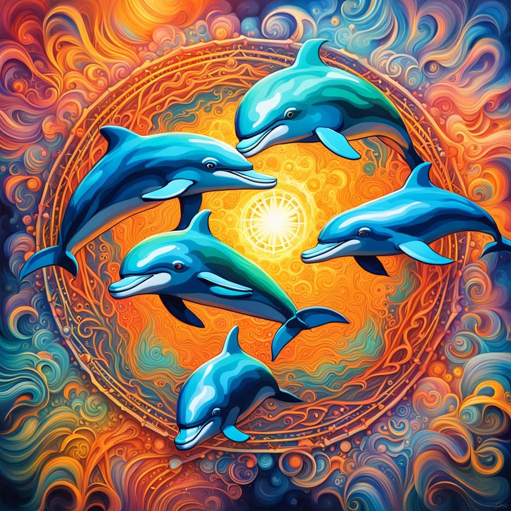Dolphin Mandala in Graffiti Art Style