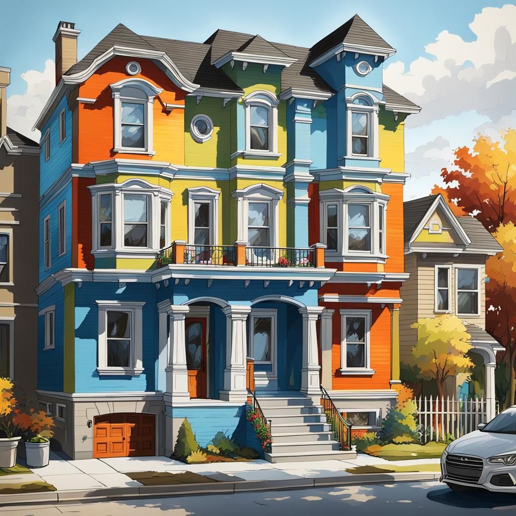Cityscape House Painting: Urban Style Meets Home Comfort