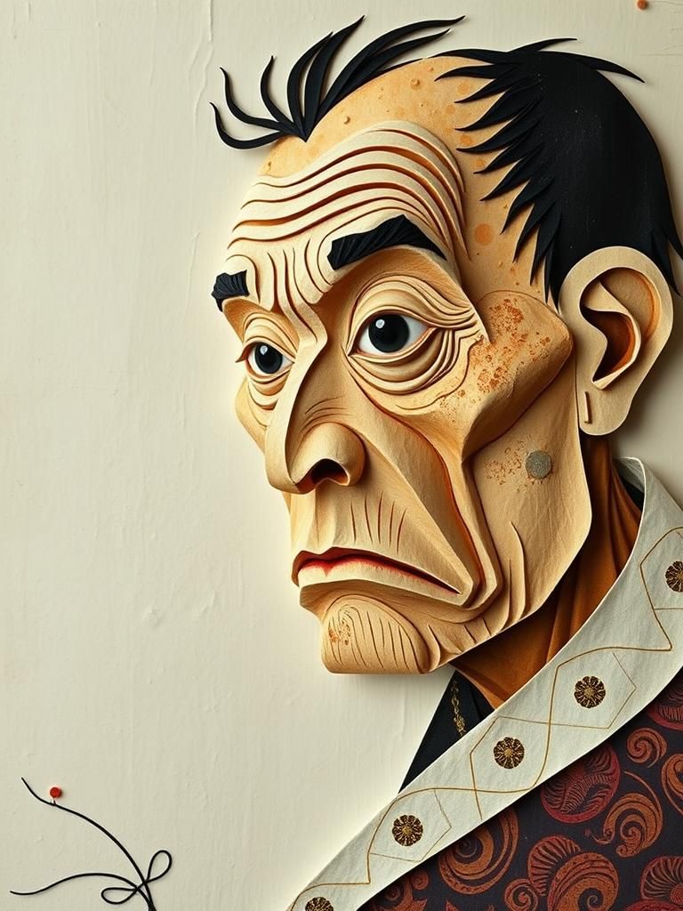 Ugly Man Portrait in Art Brut Style