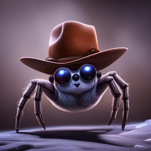 Jumping Spider in Cowboy Hat: Detailed Matte Painting