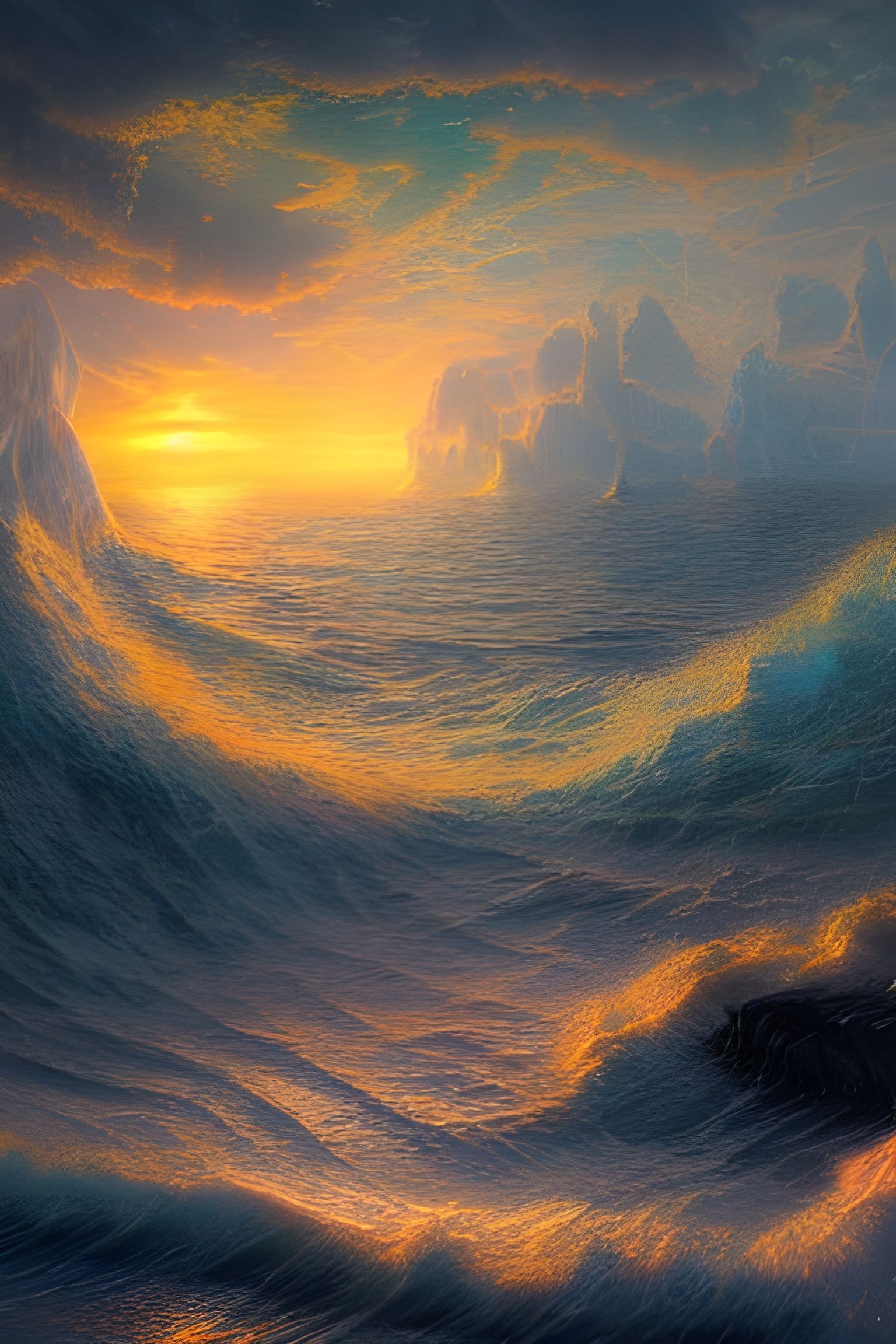 Occult Portal in Ocean, Astral Illustration