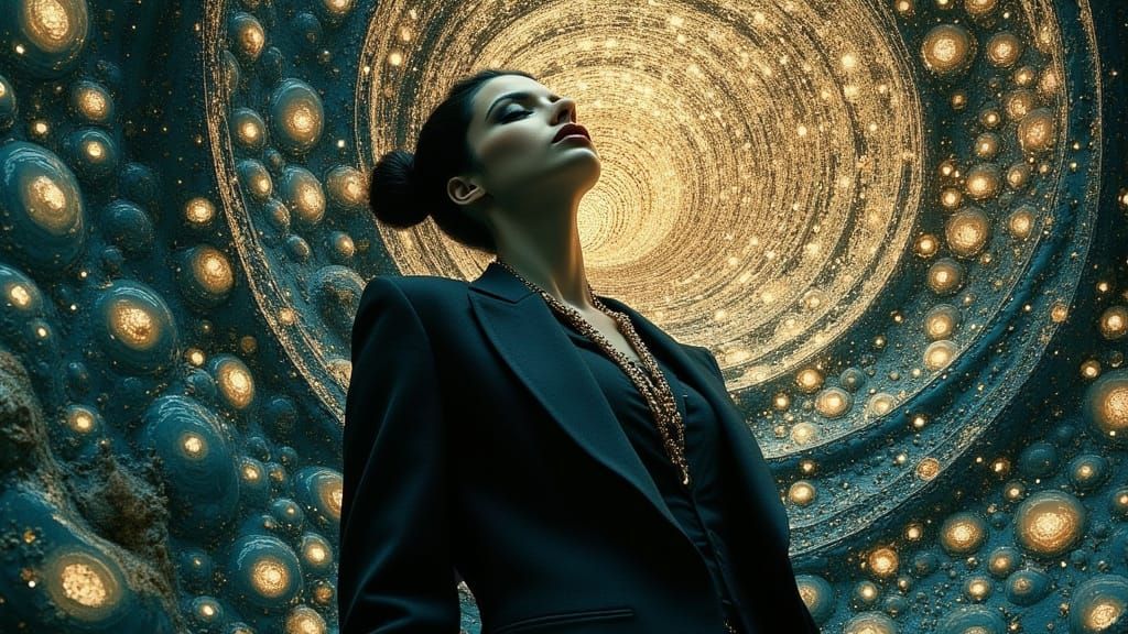 Sorrowful Manager Portrait with Botanical Accents