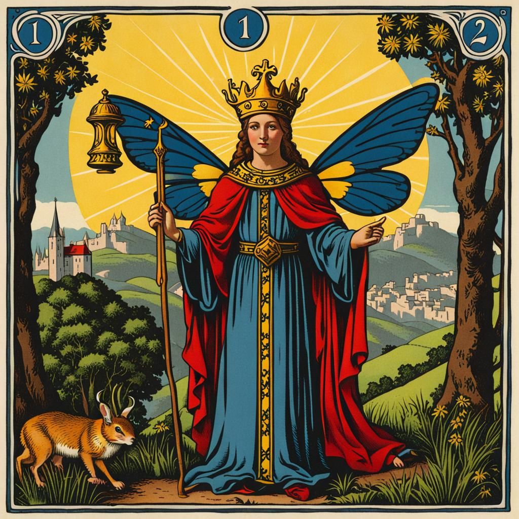 Fairy as Hierophant: Marseille Tarot Card