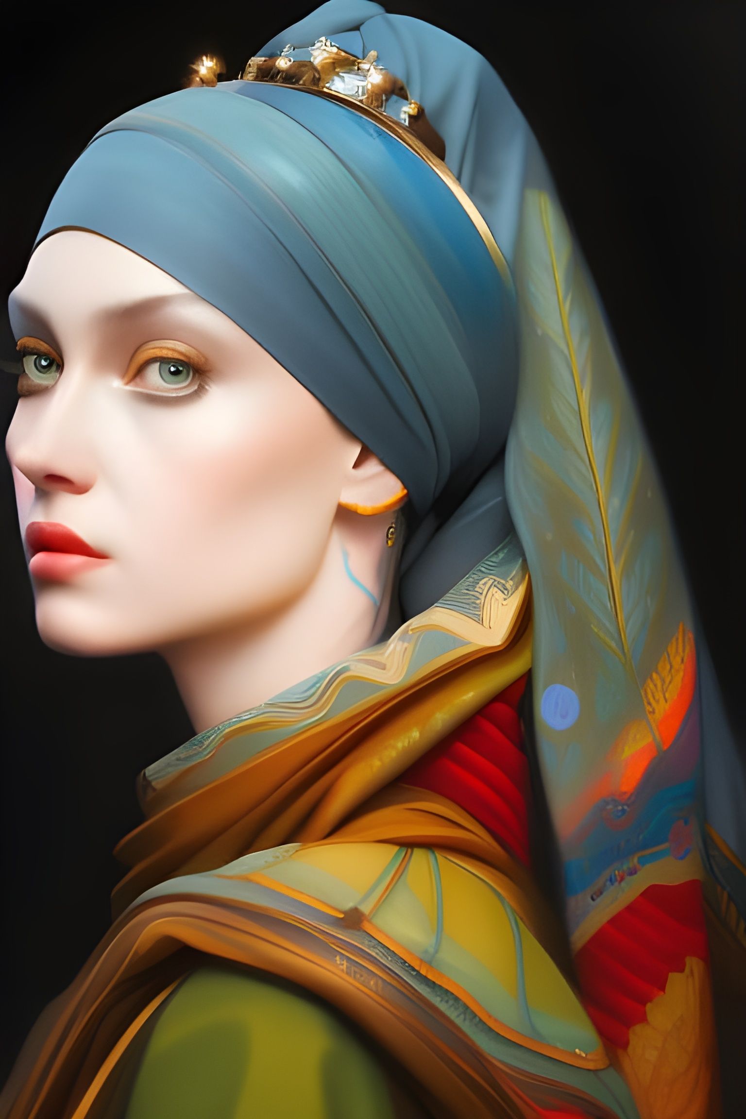 Girl with Pearl Earring: Stylized Digital Art