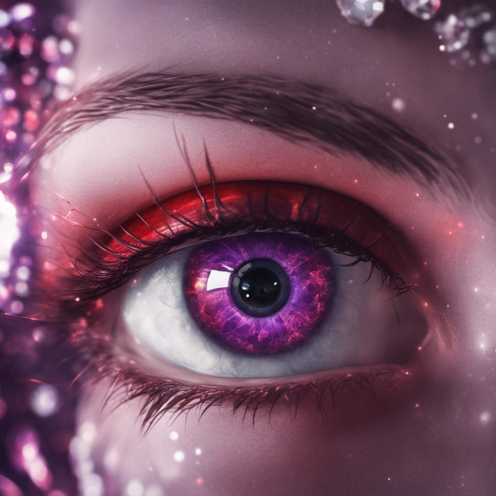 Ethereal Bejeweled Eye in Anime Cel-Shaded Style