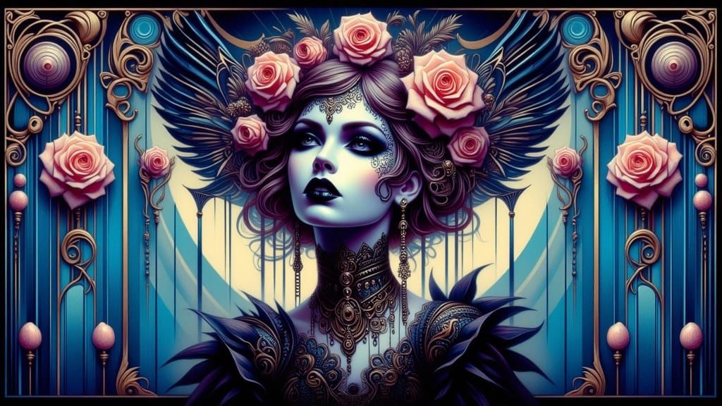 Surreal Dreamscape: Ornate Goth Beauty in Digital Art