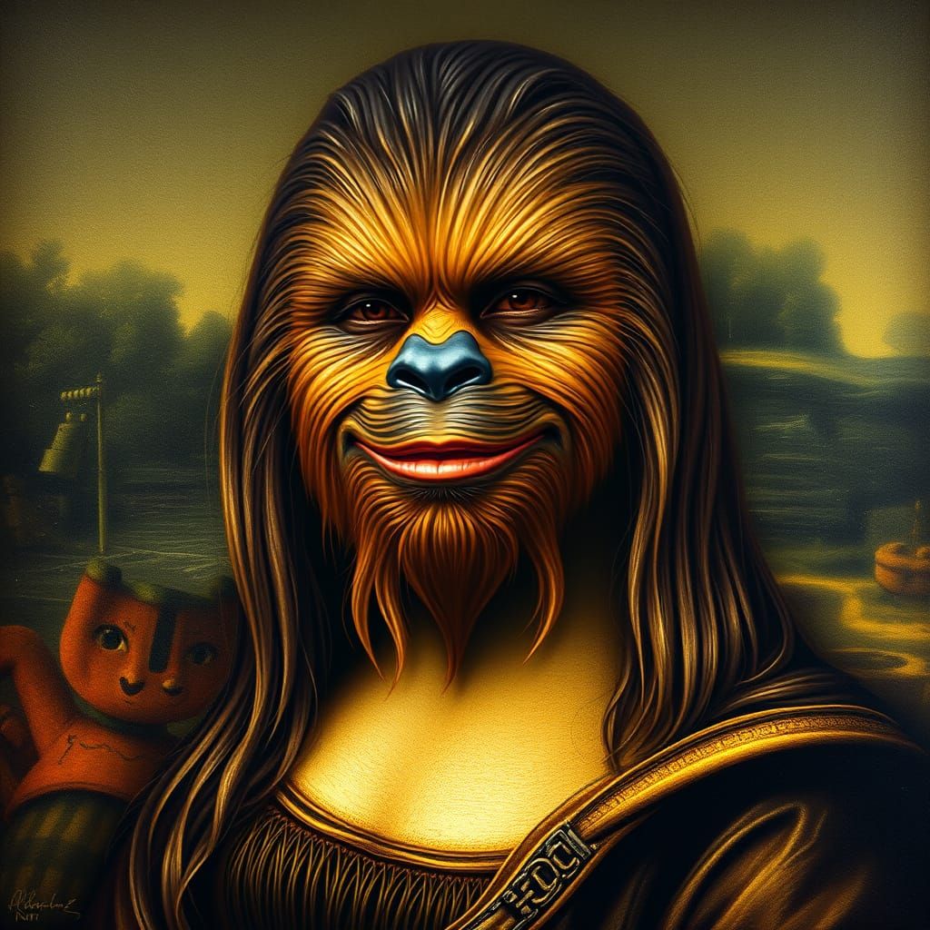 Hyperrealistic Chewbacca Portrait in the Style of Leonardo D...