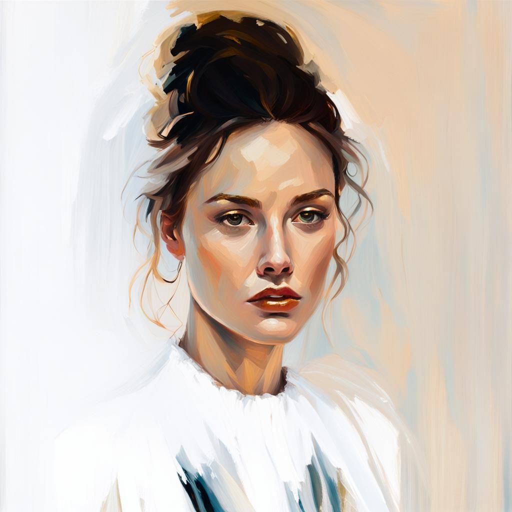 Impasto Portrait of a Woman in Golden Light