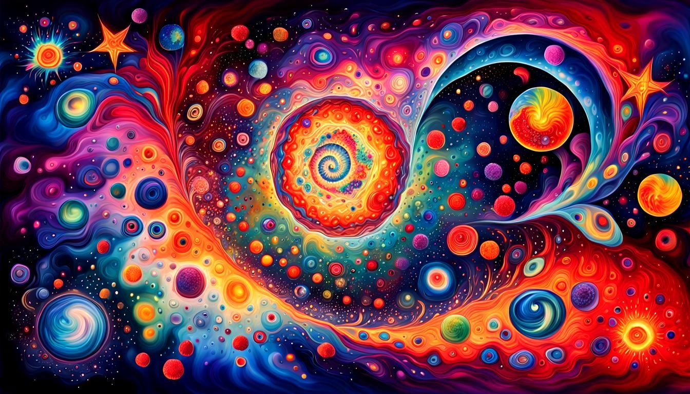 Surreal Cosmic Stars in Abstract Expressionism