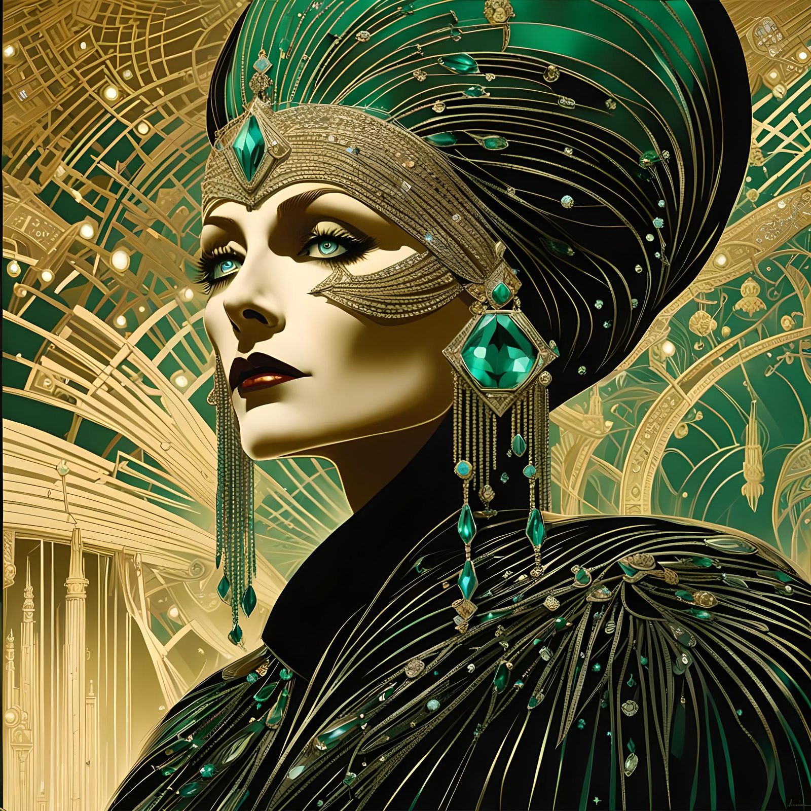 Elegant Woman in Art Nouveau Style