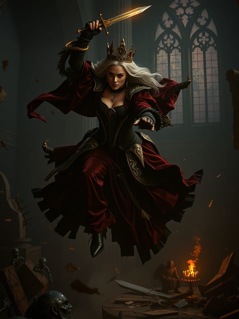 Furious Queen Leaps from Shattered Throne