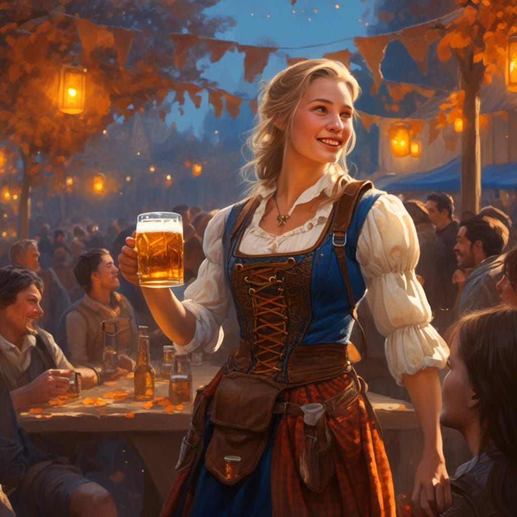 Oktoberfest Beauty in Fantasy Art Nouveau Style