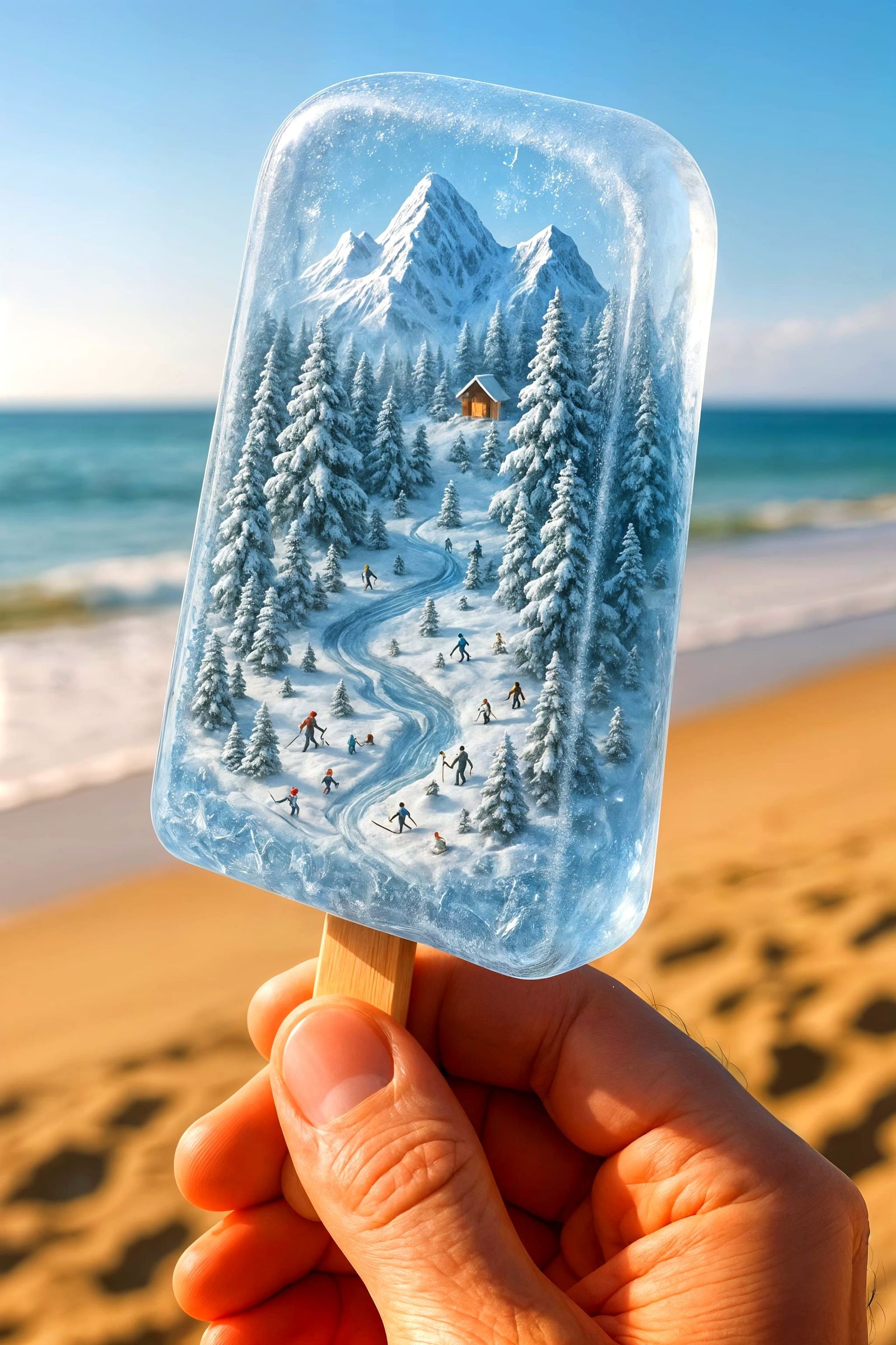 Miniature Winter Wonderland Encased in a Popsicle