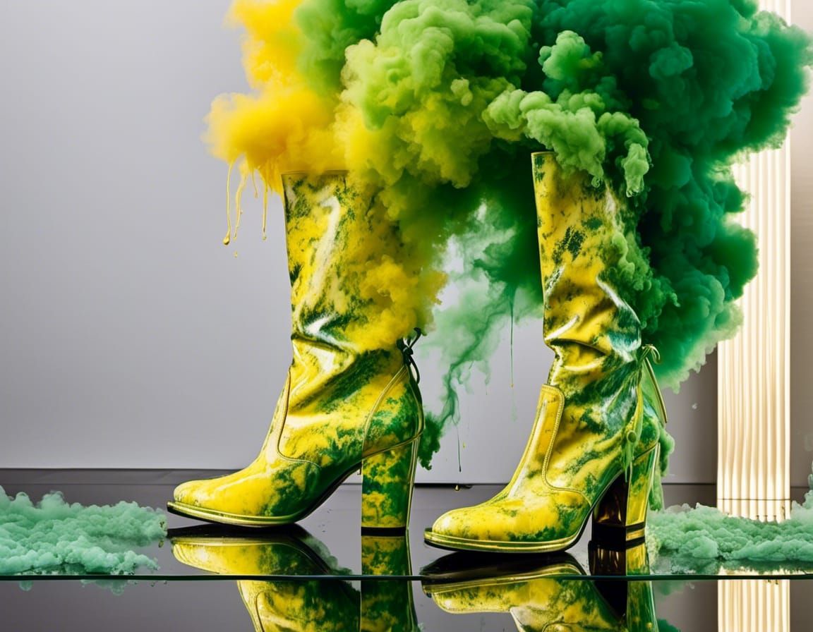 Designer Knee-High Boots Made of Colored Smoke