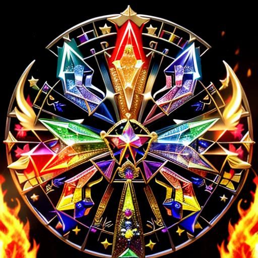 Angelic Bull with Rainbow Wings and Fiery Aura