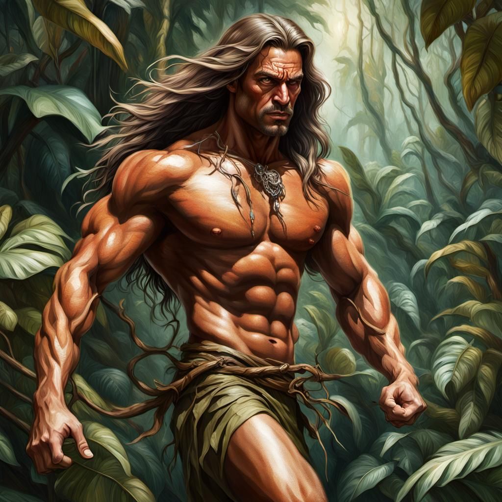 Hyperrealistic Tarzan Swings Through Jungle on Vine