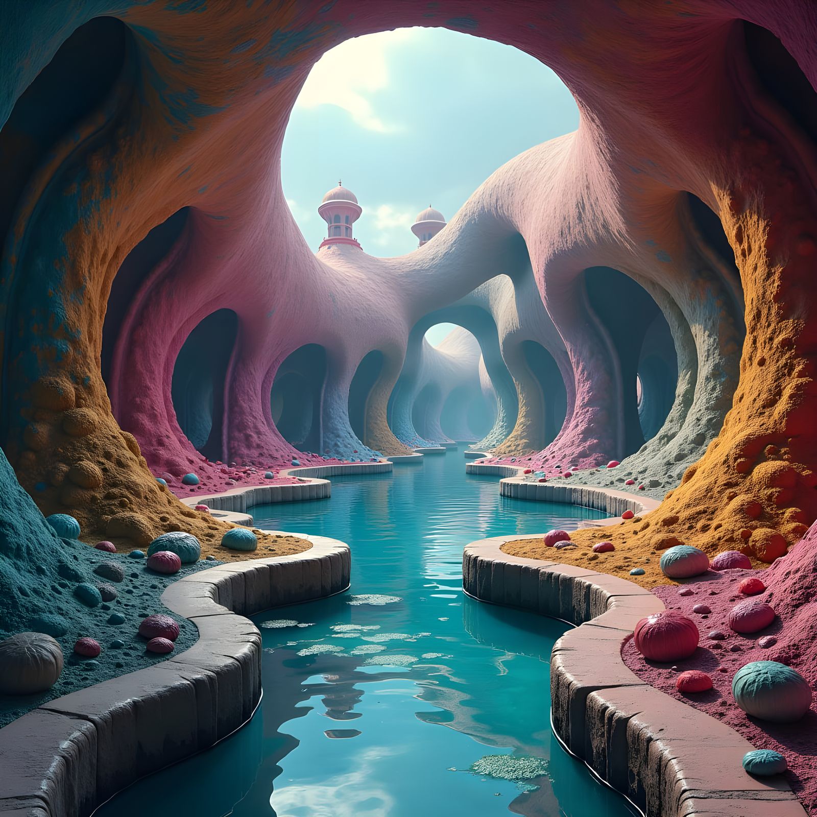 Surreal Multidimensional Landscape Inspired by Escher