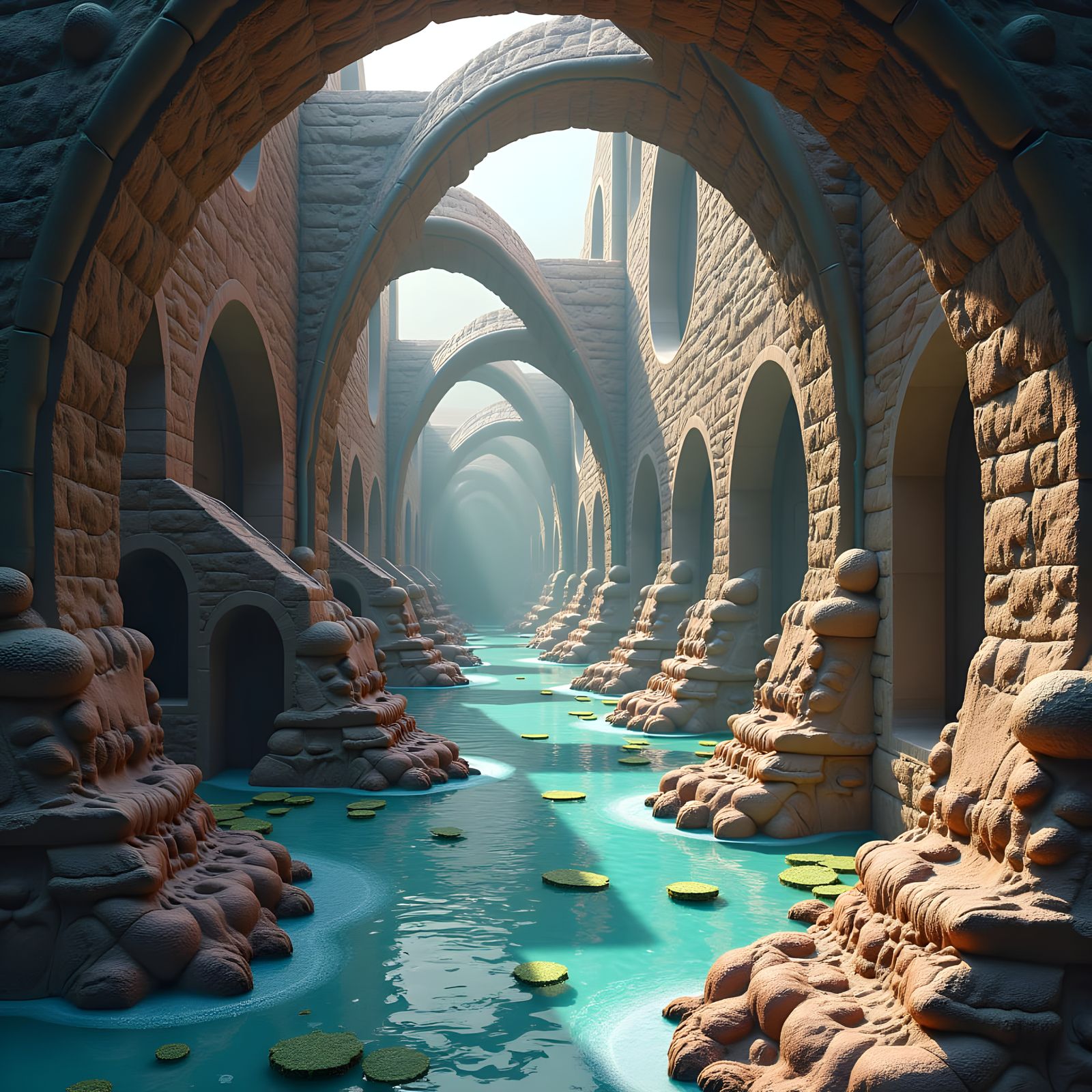 Surreal Multidimensional Landscape in a Dreamy Style