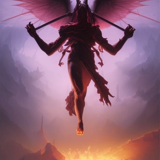 Satan's Warrior in Heaven: Dark Fantasy Concept Art
