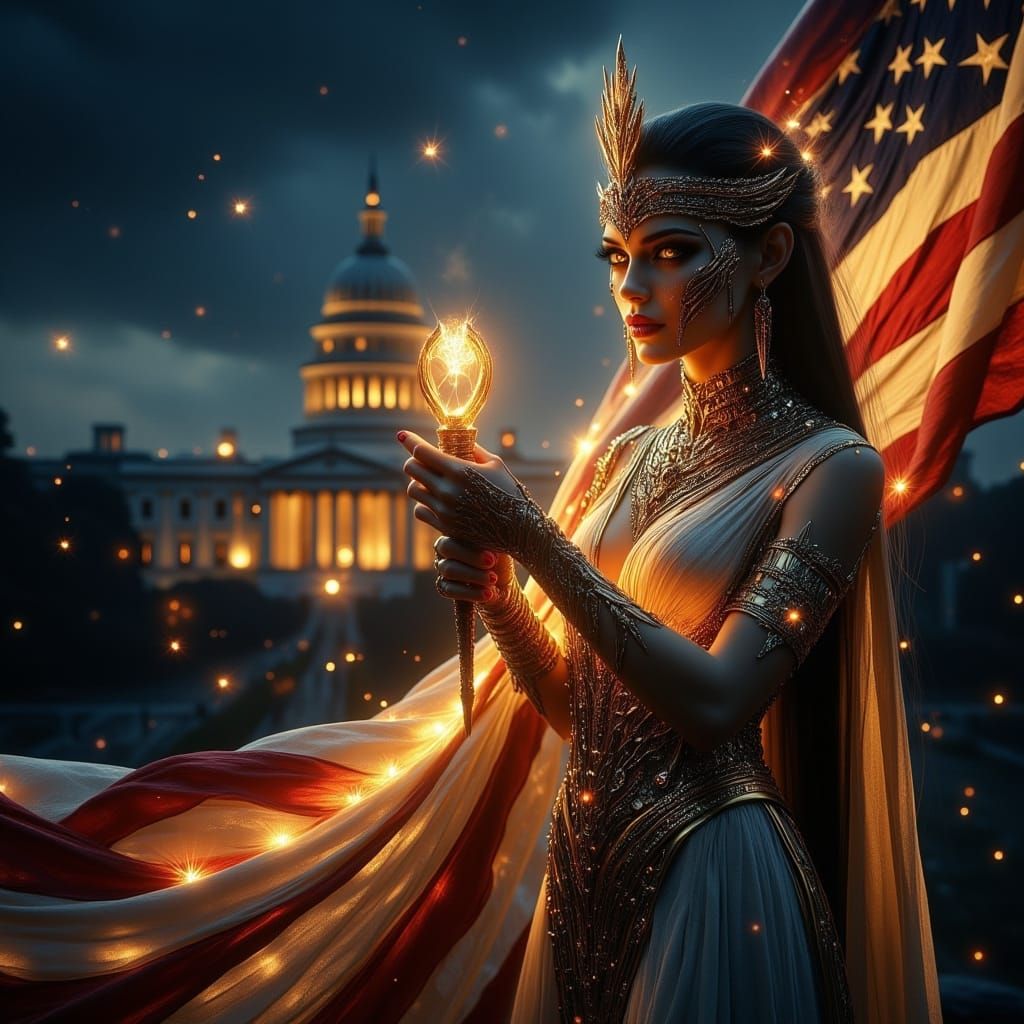 Goddess Isis Illuminates the White House in Dark Portrait