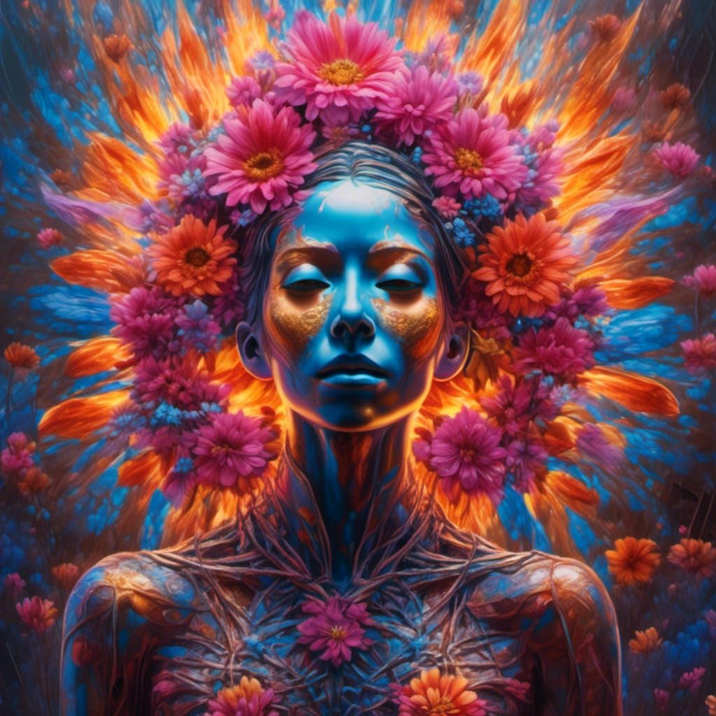 Hyperrealistic Flower Protesting War in Protest