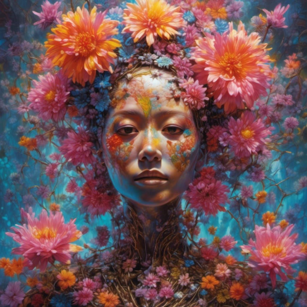 Hyperrealistic Flower Protests War, Luminous and Detailed